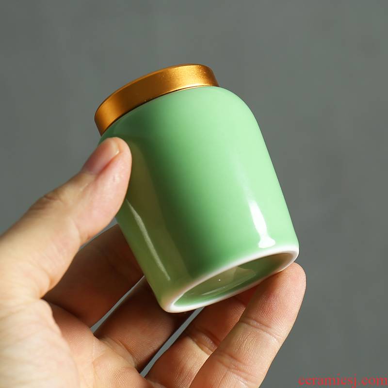 Devoted to inflammation caddy fixings celadon portable ceramic seal mini storage POTS ceramic pot pu 'er tea POTS trumpet