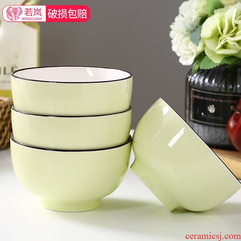 If the haze color ceramic bowl home eat rice bowls web celebrity tableware ins good - & bowl of 10 Korean microwave oven