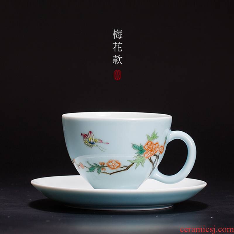 Treasure porcelain jingdezhen tea set ceramic cup bowl Lin, a single CPU hand azure famille rose tea cup coffee cups and saucers
