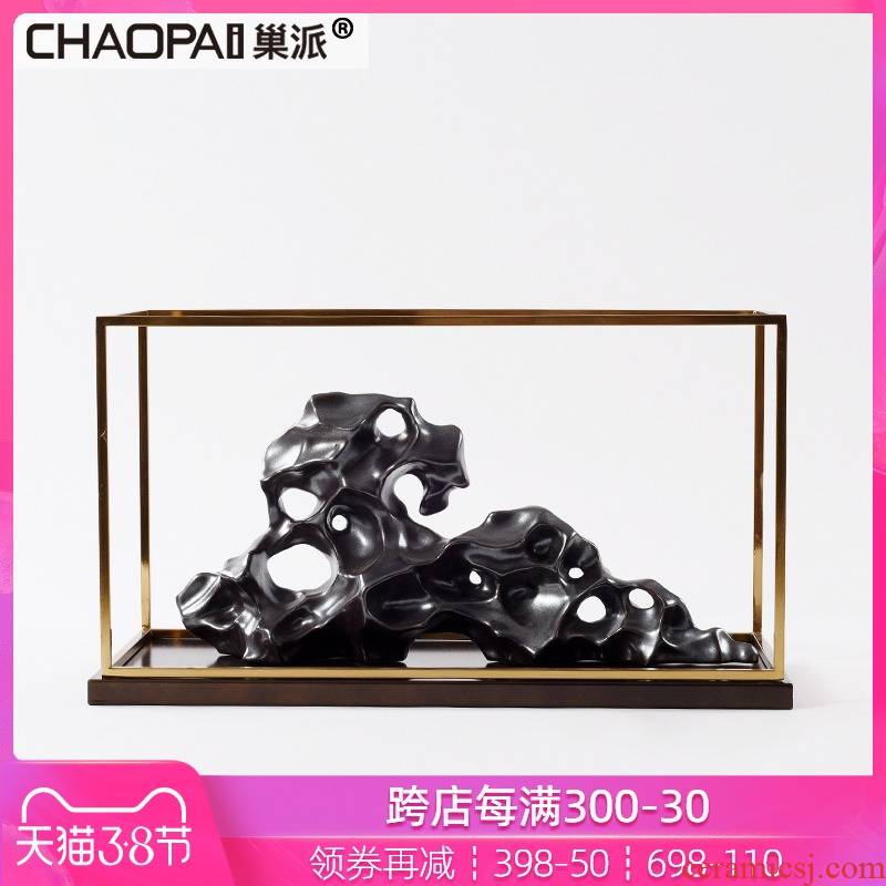 New Chinese style ceramic its rockery art decoration hotel between example cases to pass reveal frame, wrought iron the abstract furnishing articles