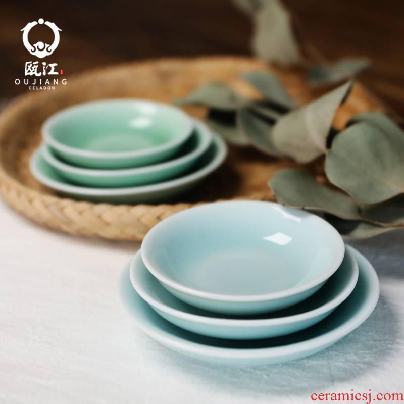 Oujiang longquan celadon disc ceramic dip vinegar dish 3 inches/3.5 inches, 4 inches of moonlight flavour element face a plate