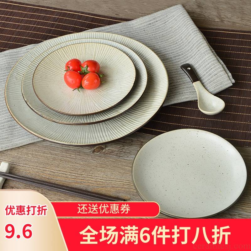 Three points ceramics elegant Chinese style MoBai creative disk shallow dish dish glazed tableware of western food steak