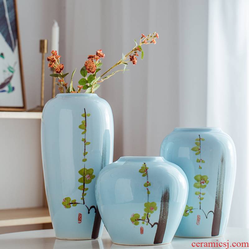 Chinese style decorative vase big flower arranging flowers is the sitting room porch place Chinese wind of jingdezhen ceramics by hand