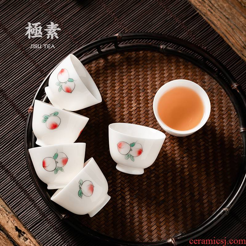 Pole element | kung fu tea cups household peach sample tea cup ceramic tea cup manually personal master cup of tea