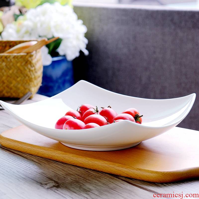 Hotel creative porcelain tableware son pure white dish dish ceramic soup plate deep dish household square plate ipads porcelain dish