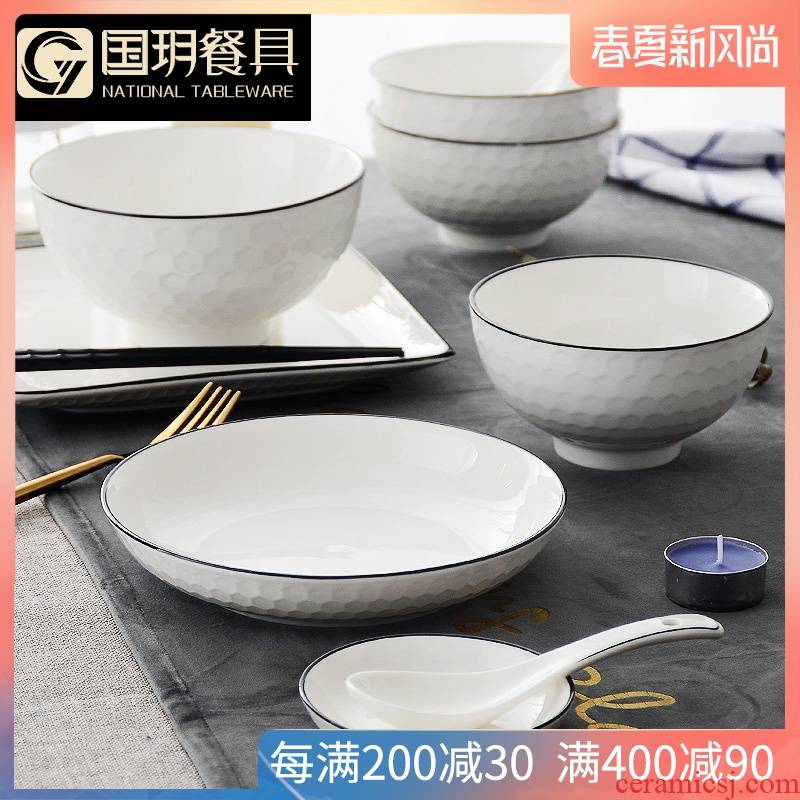 Jingdezhen porcelain tableware ceramics thread eat rice bowl household creative soup bowl rainbow such to use free collocation with the dishes the dishes