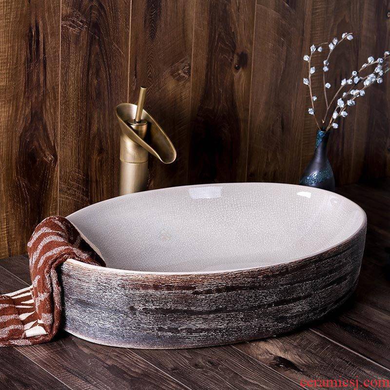 The stage basin of jingdezhen ceramic lavabo oval Chinese style restoring ancient ways of creative art hotel toilet lavatory