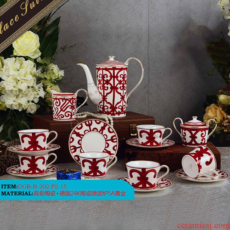 Ou 15 afternoon tea coffee set head ipads porcelain cup dish suits for English cup dish red coffee set in prison