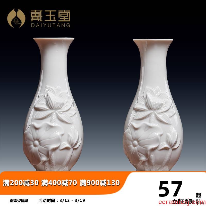 Yutang dai ceramic vase furnishing articles of new Chinese style white porcelain decorative vase.net goddess of mercy bottle a pair for Buddha