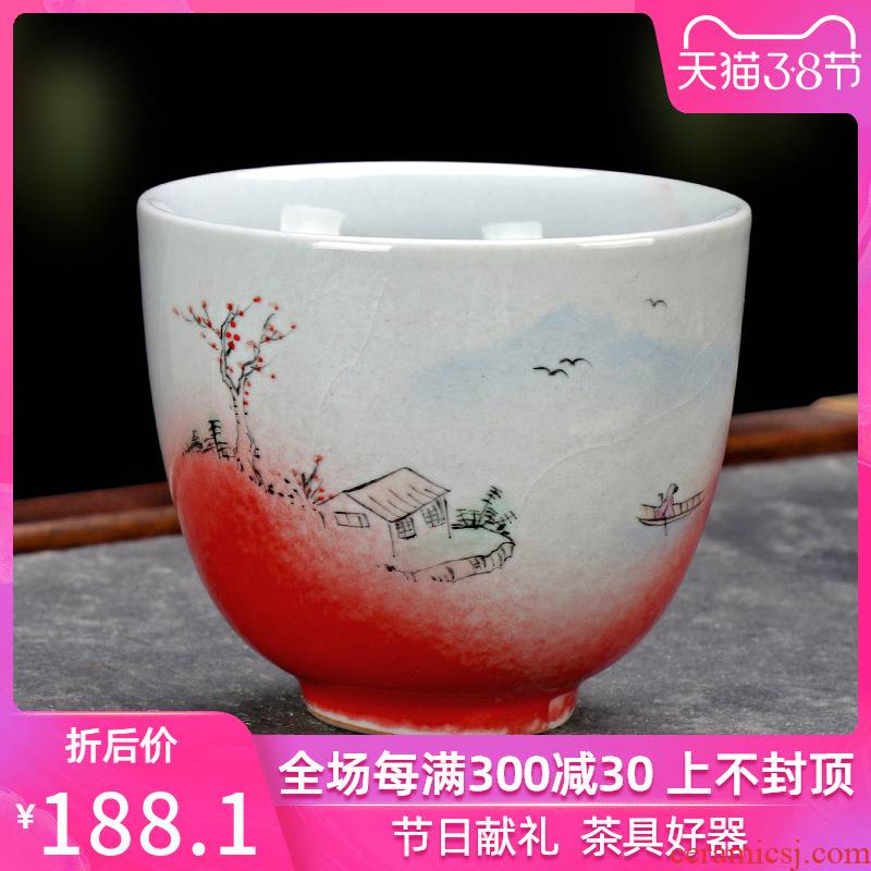 Pure hand - made ru up market metrix who glass up with red slicing can raise your porcelain cups checking ceramic cups sample tea cup