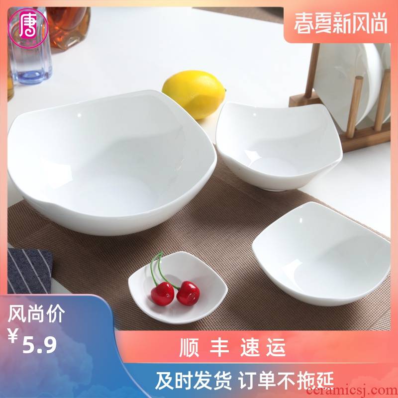Yipin Tang Jiayong ceramic bowl pure white square soup bowl of European style salad bowl big bowl move ipads porcelain tableware