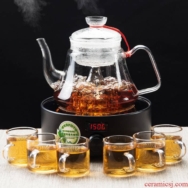 NiuRen heat - resistant household teapot the thickening glass pot of tea, the electric TaoLu steaming kettle pu 'er tea set