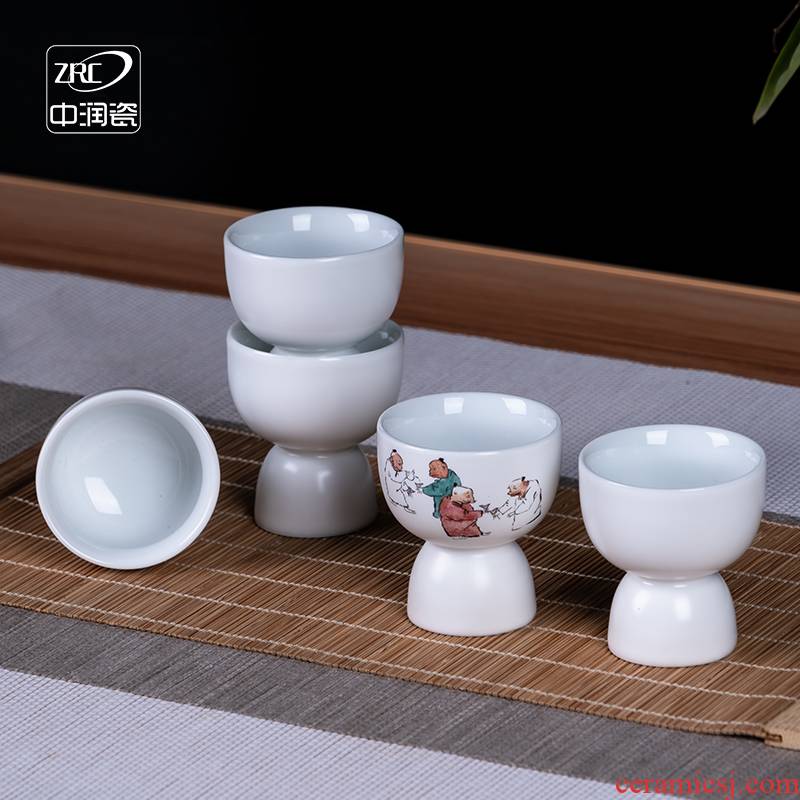 Jingdezhen ceramic Chinese wine liquor small glass wine bottle wine a small handleless wine cup goblet wholesale customized gifts