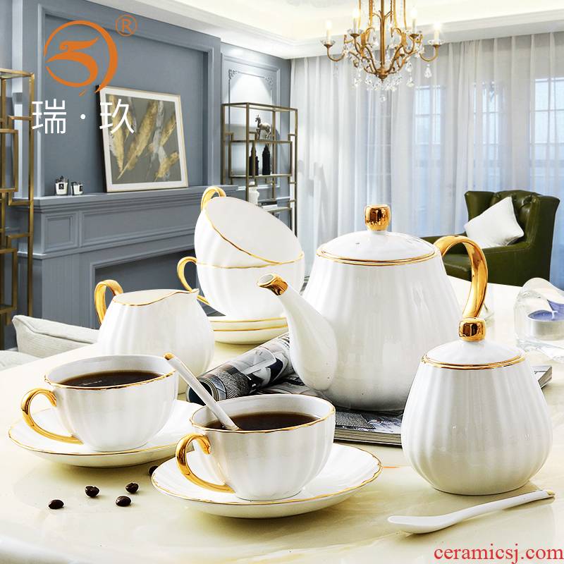 R nine head 15 European coffee set contracted white porcelain ipads China tea set four cups and saucers home sitting room