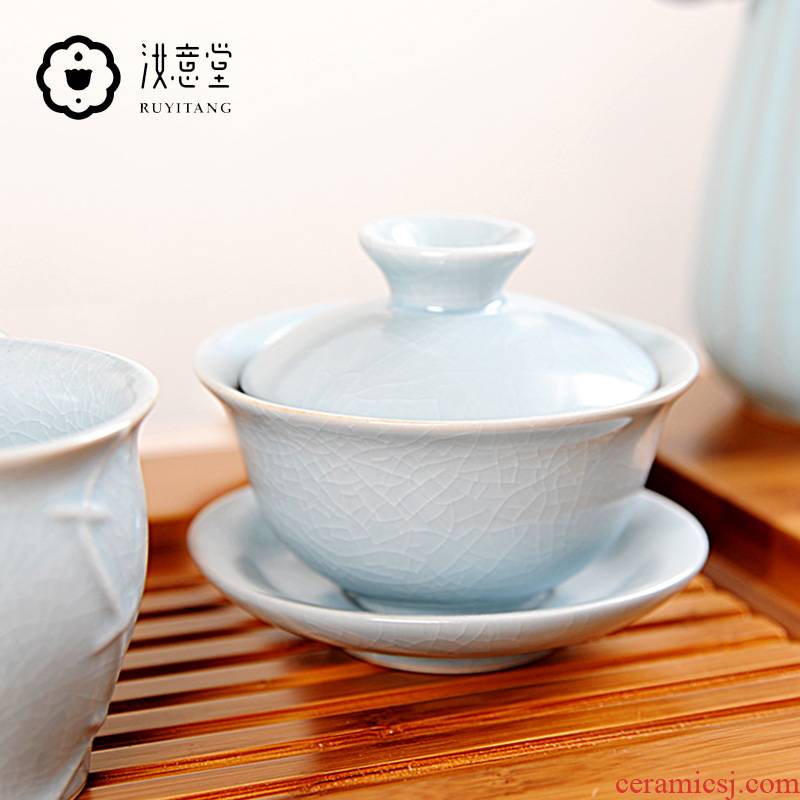 Your up three just covered bowl bowl three cups just ceramic bowl hand grasp pot of kung fu tea tea bowl three cups
