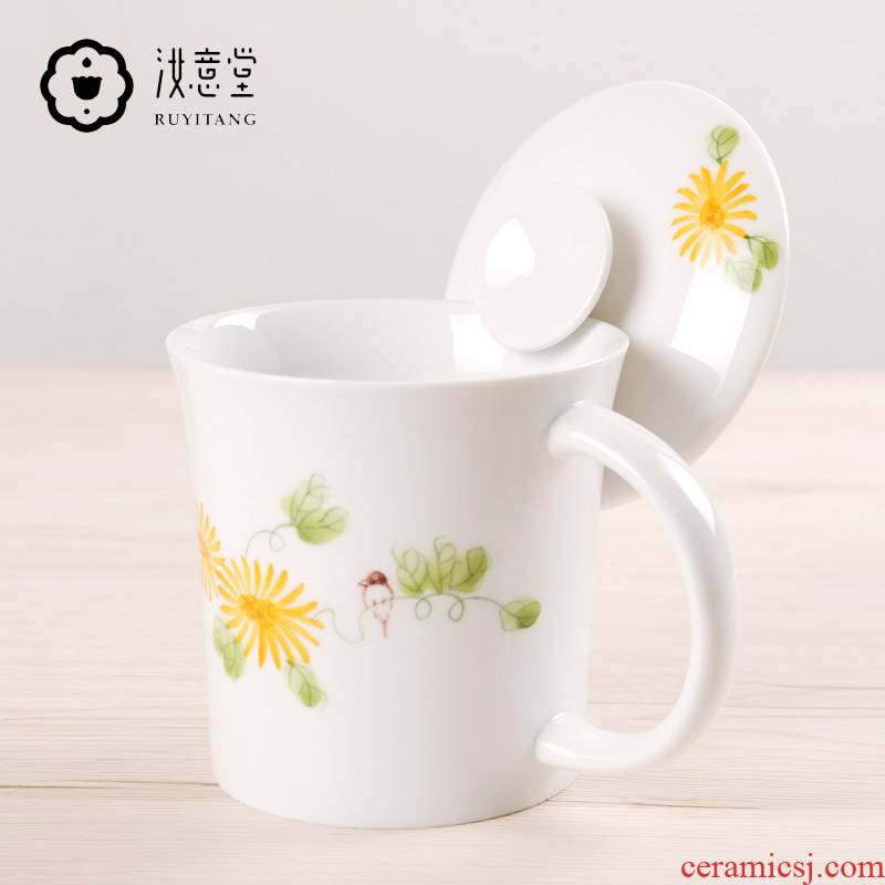 Creative ceramic keller cup with cover with filtering contracted home office to ultimately responds a cup of tea cups separation