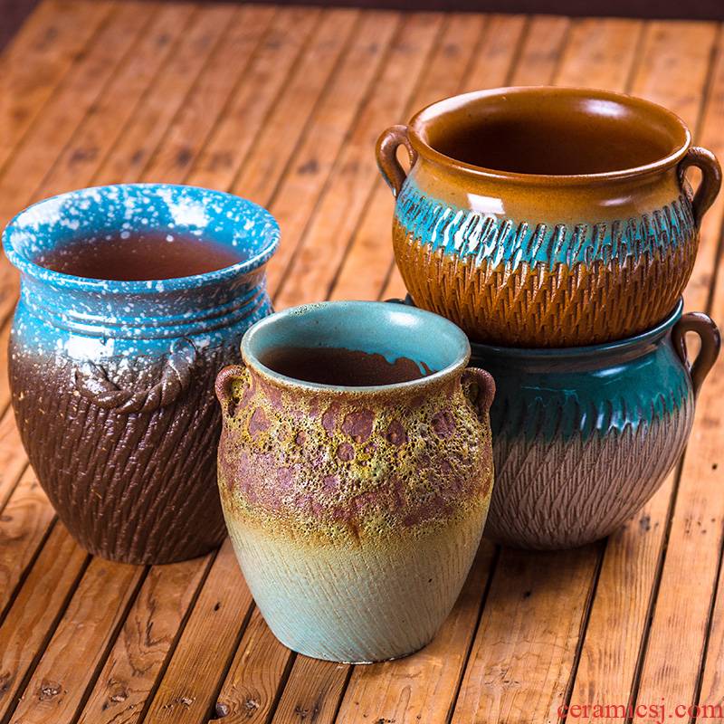 Fleshy pottery hand coarse pottery flowerpot breathable element meaty plant flower pot purple orchid ceramic POTS to restore ancient ways