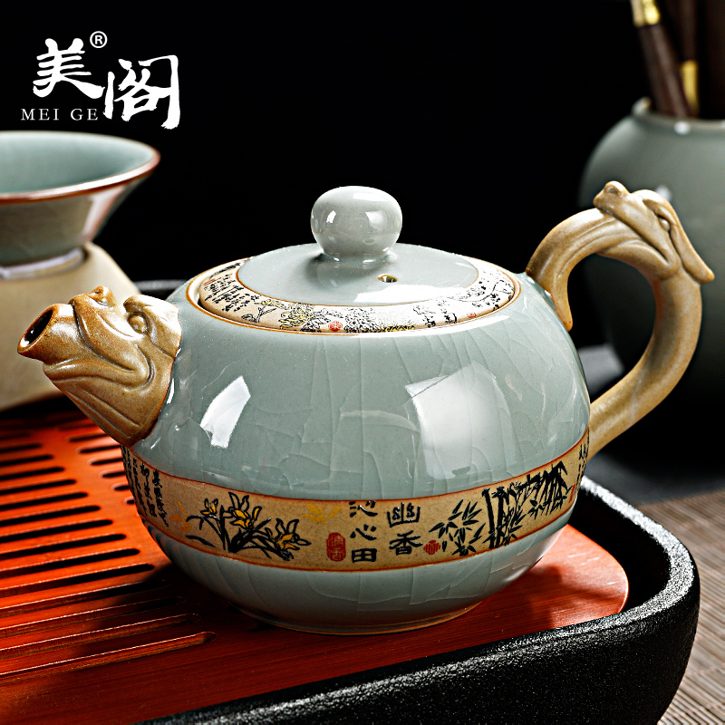 Beauty cabinet elder brother up with ceramic teapot single pot of contracted open tea cups kung fu tea set household of Chinese style tea
