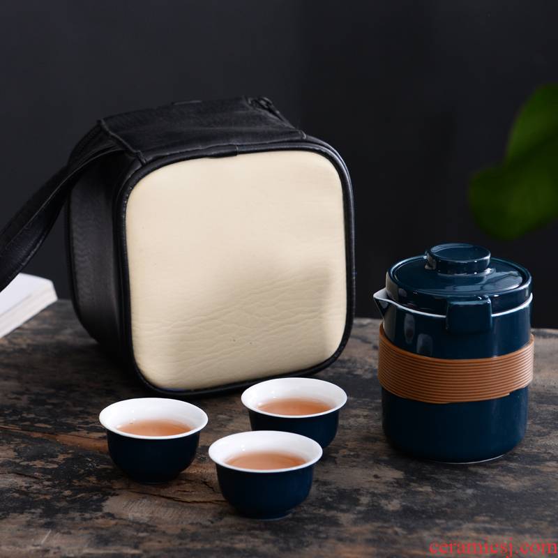 Crack glass ceramic kung fu tea cup teapot set filter portable teapot tea office travel tea set