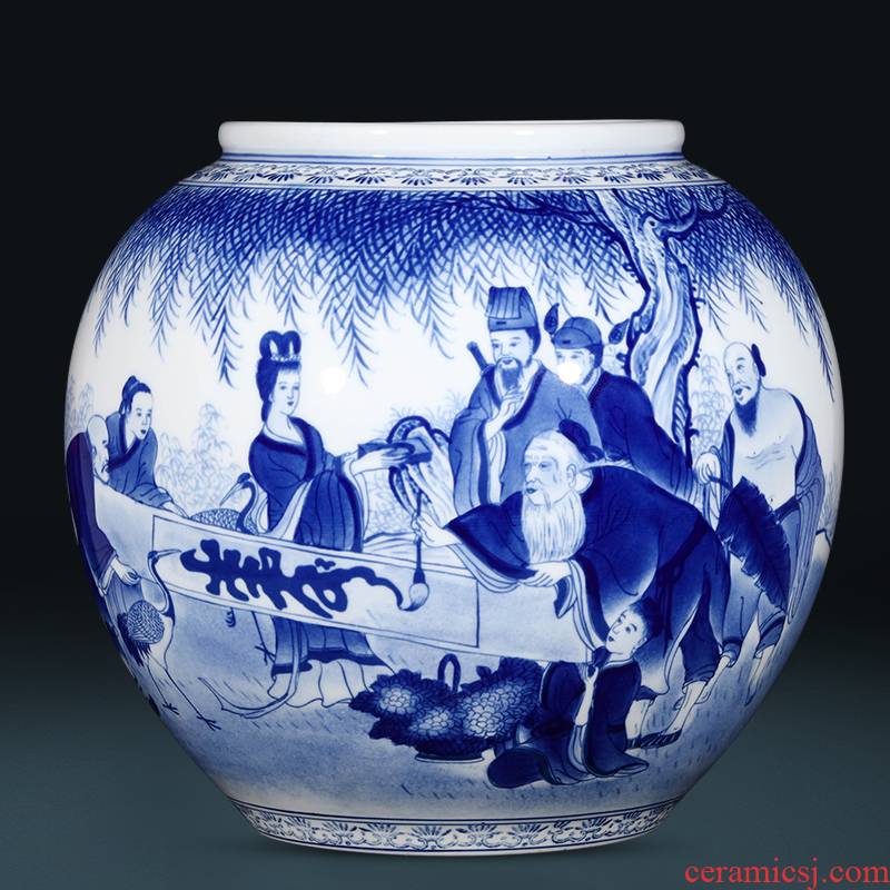 Jingdezhen ceramics hand - made swig of blue and white porcelain vase flower arrangement of modern Chinese style living room home furnishing articles