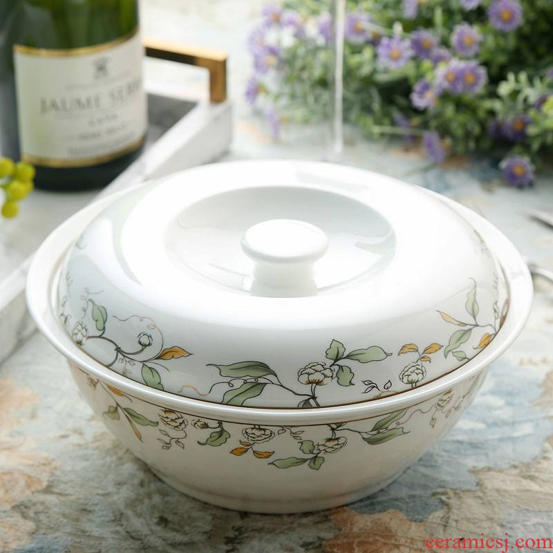 Ceramic tableware 9 inches product pot sheng 's big ipads porcelain Ceramic soup pot soup bowl with cover large soup bowl hot pot home