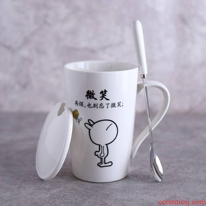 Ceramic glass office ins student han edition with cover glass Ceramic cup children couples coffee keller 400 ml