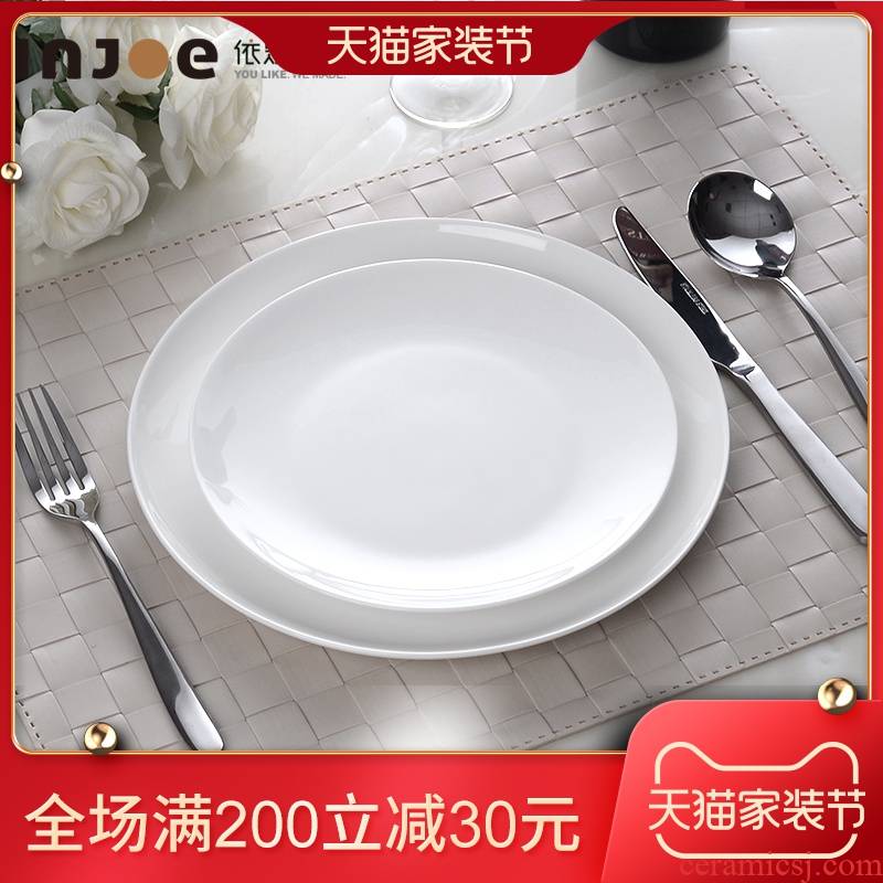 Pure white ipads porcelain tableware full beefsteak tableware suit with a steak knife and fork dish suit dinner plate