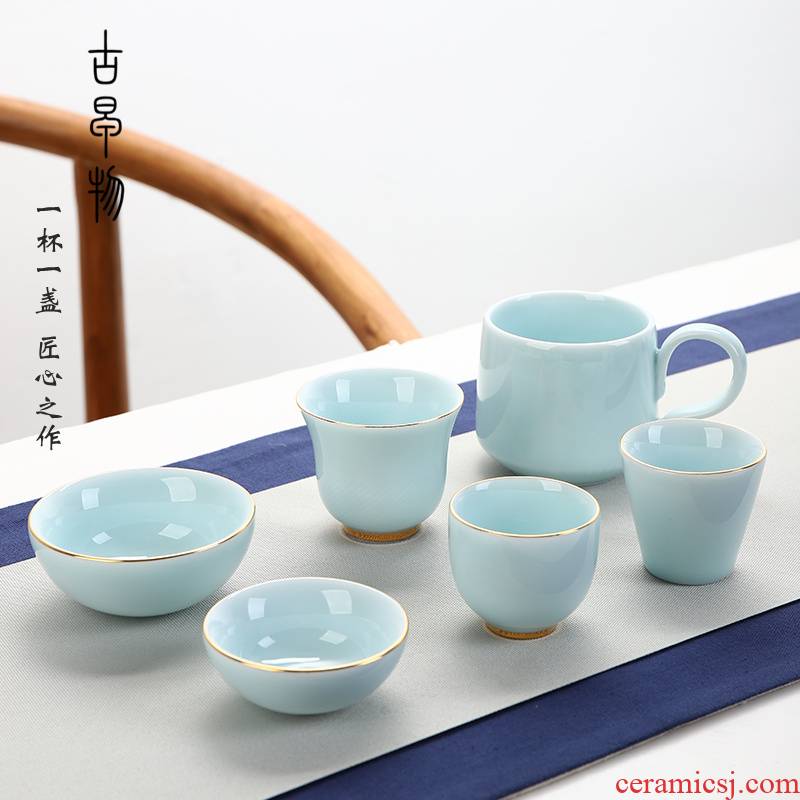 Shadow celadon ceramic cups kung fu small single CPU master cup tea sets tea cups at upstream bowl tea cup
