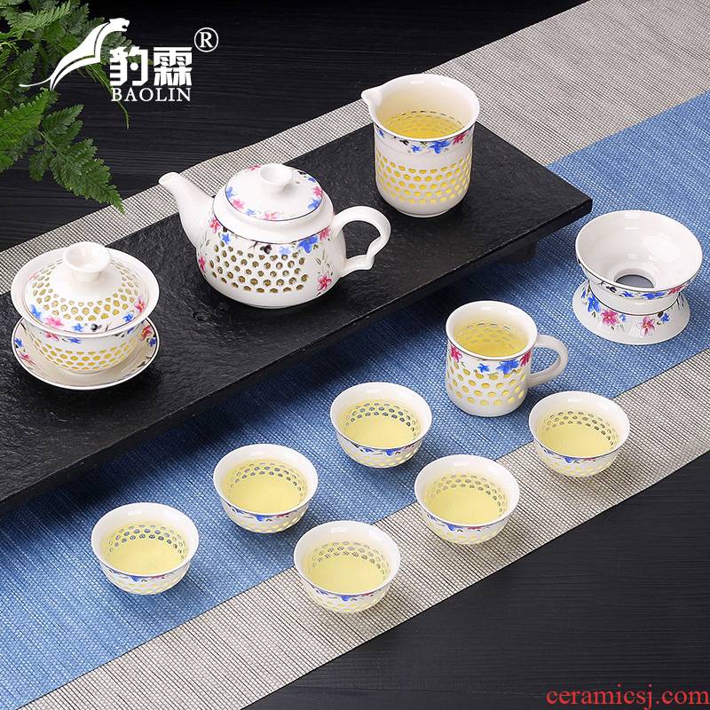 Leopard lam, creative household and exquisite ceramic kung fu tea set tea tray tureen teapot tea cup contracted with tea
