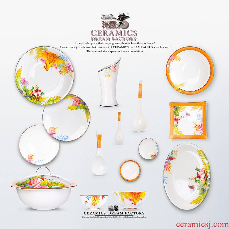 European dishes suit household light key-2 luxury high - grade ipads China tableware gift - giving bowl dishes combine creative bowls of ipads plate