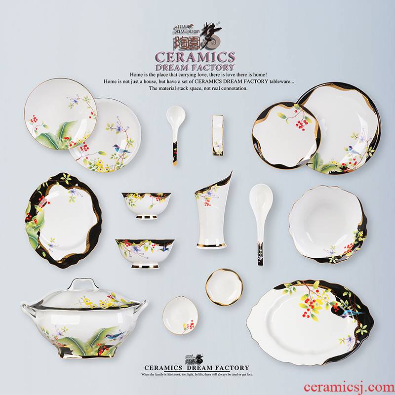 Tableware suit dishes household high - class European - style ipads bowls disc suit light key-2 luxury wedding gifts combination bowl dishes