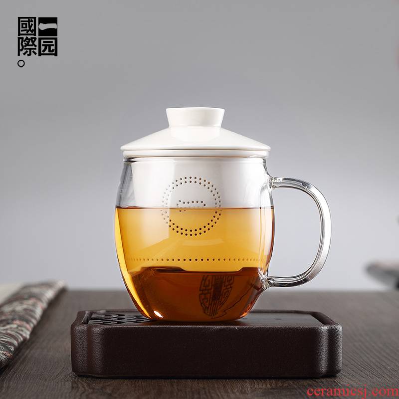 A garden international glass ceramic tea cup upset heat - resistant glass ceramic filter tank tea cups