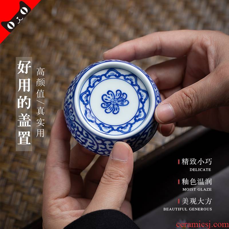 Cloud of jingdezhen blue and white manually operation bound branches cover buy antique cover frame lid kung fu tea taking with zero