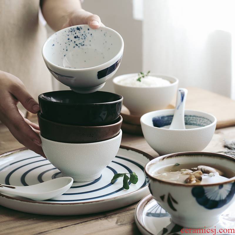 Tao soft Japanese hand - made ceramic home eat rice bowl bowls bowl bowl a single bowl of soup bowl Korean rice bowl
