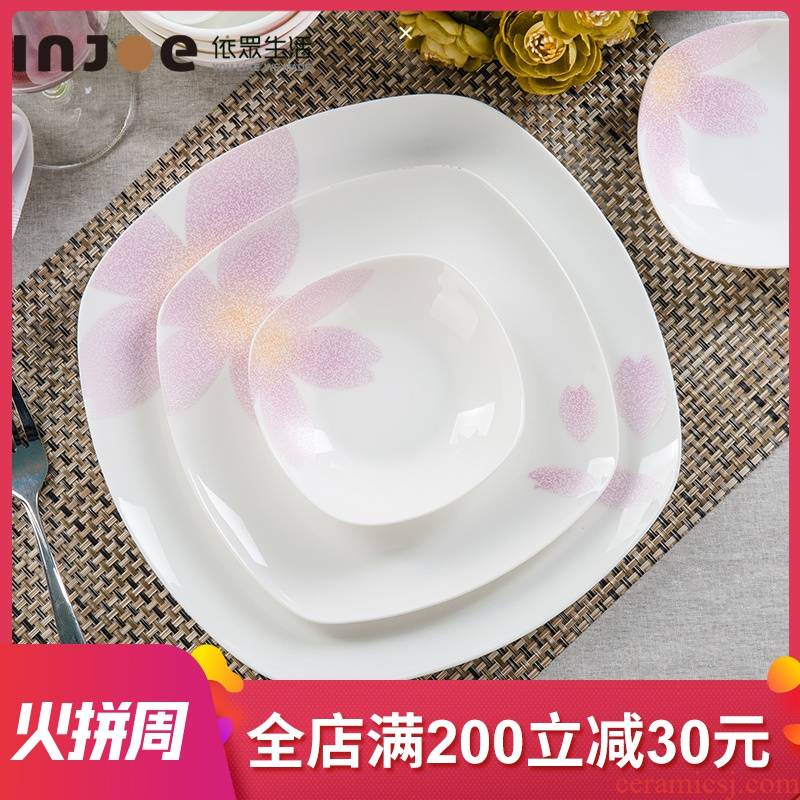 Tangshan ipads porcelain dish home 0 disc deep dish contracted the soup plate ceramic tableware Chinese style fish dish plate