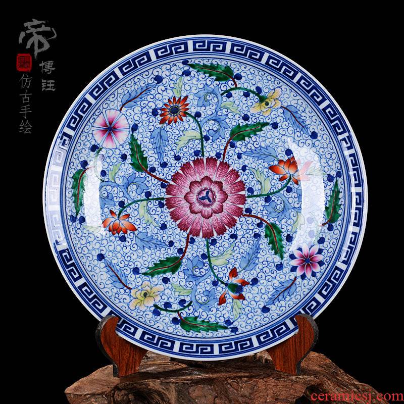 Archaize hang dish of blue and white porcelain of jingdezhen ceramics decoration classical Ming and the qing dynasties home crafts are sitting room sat a plate