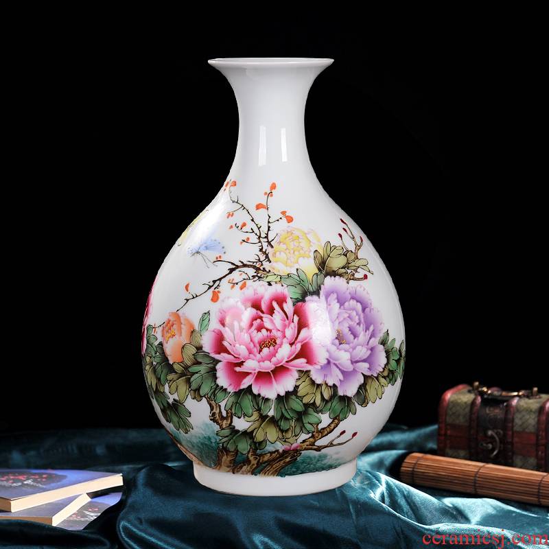 Jingdezhen ceramics Xiong Guiying hand - made enamel vase Chinese style living room TV ark, flower arranging porch is decorated furnishing articles