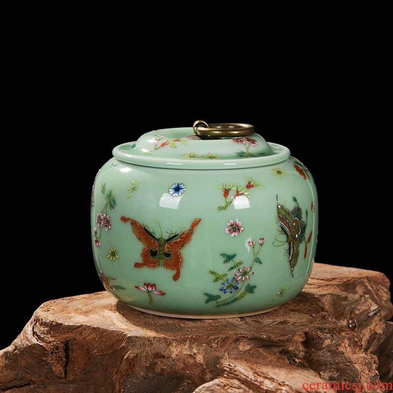 Jingdezhen ceramics pea green, archaize caddy fixings storage tank snack jars household adornment handicraft furnishing articles