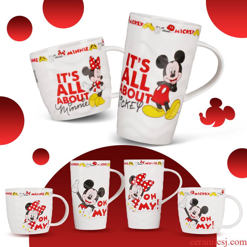 Ya cheng DE Disney mugs couples express Mickey Mouse cartoon glass ceramic cup creative glass cup