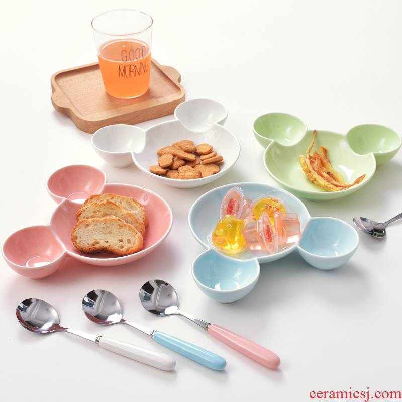 Japanese cartoon ceramic baby children cutlery set plate frame plate creative space home breakfast dish