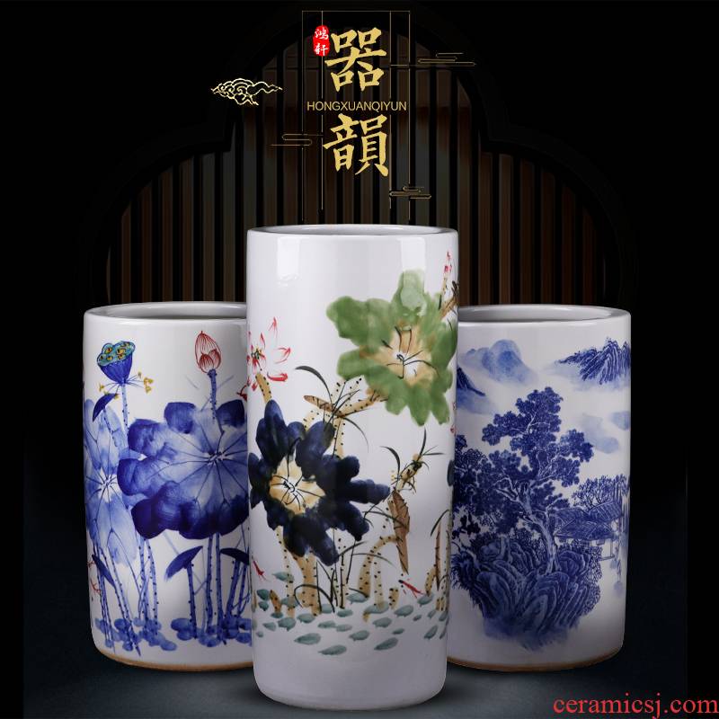 Jingdezhen large vases, ceramic floor large manual hand - made porcelain quiver straight porcelain child sitting room adornment