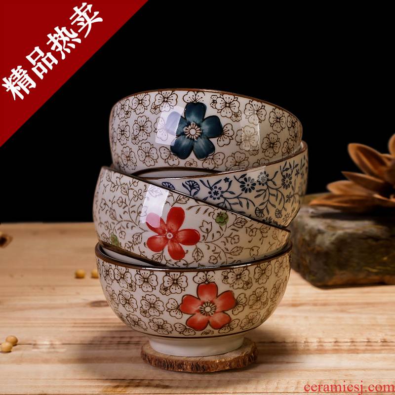 Always suit jingdezhen Japanese ceramics tableware creative move under the glaze coloured rice Bowl soup Bowl