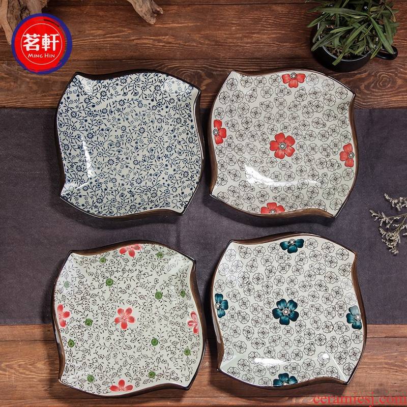 Ling Ming xuan chashe Angle plate of Japanese under glaze color porcelain hotel tableware hot and cold food special creative dishes