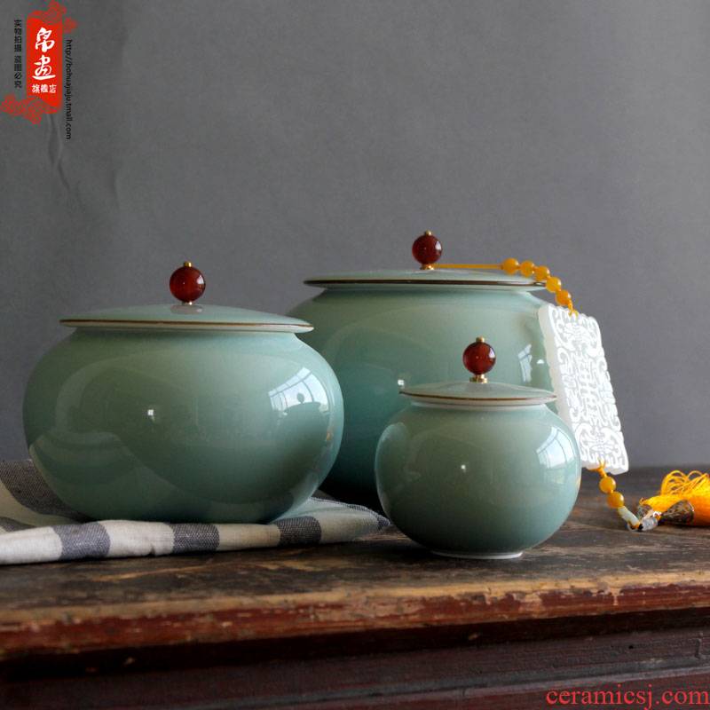 Jingdezhen ceramic film blue classic caddy fixings decoration household hand shadow green POTS, ceramic tea machine 's accessories
