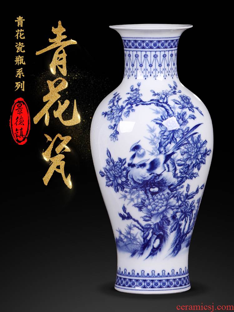 Jingdezhen ceramics small blue and white porcelain vases, flower arranging new sitting room of Chinese style household act the role ofing is tasted TV ark, furnishing articles