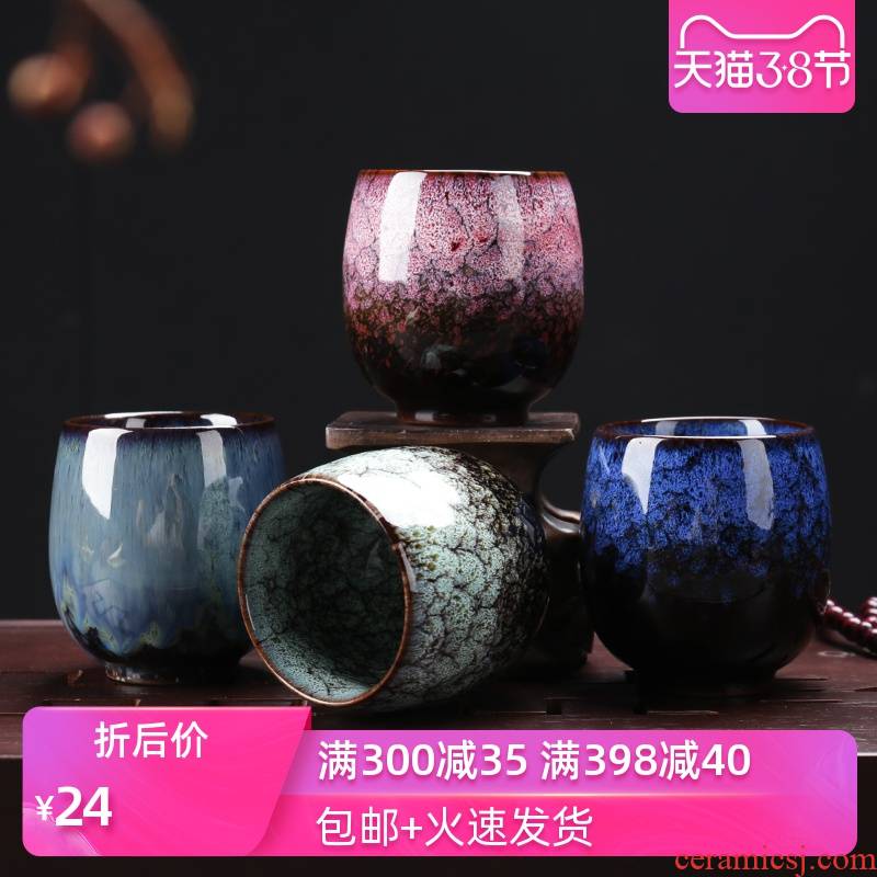Poly real (sheng up kung fu tea cups of household ceramic sample tea cup temmoku built light tea master cup single cup size