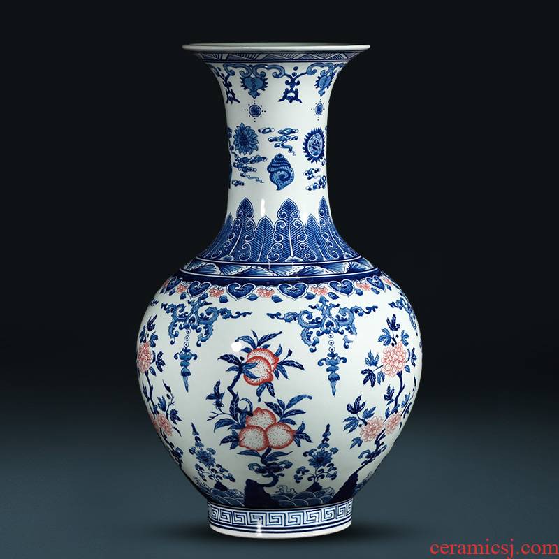 Jingdezhen ceramics hand - made antique flower arranging new Chinese style sitting room adornment is placed large blue and white porcelain vase