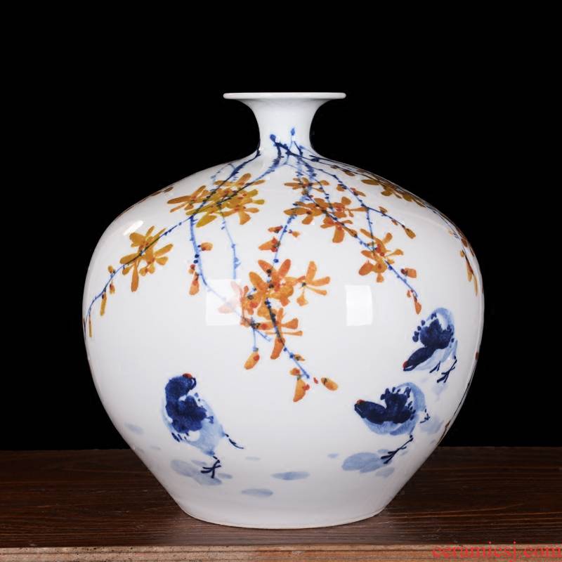 Jingdezhen ceramics high - grade modern master hand - made pomegranate flower vase household decoration as the sitting room furnishing articles