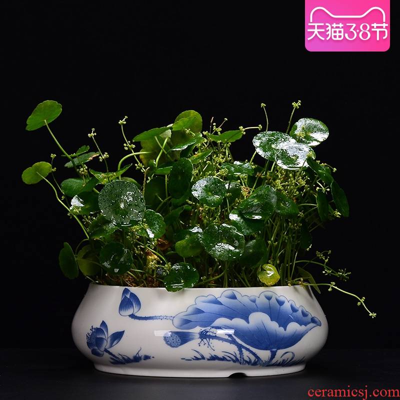 Jian mountain flower arrangement is a Japanese flower arrangement hydroponic flower pot large ceramic bowl lotus lotus basin grass cooper refers to flower pot