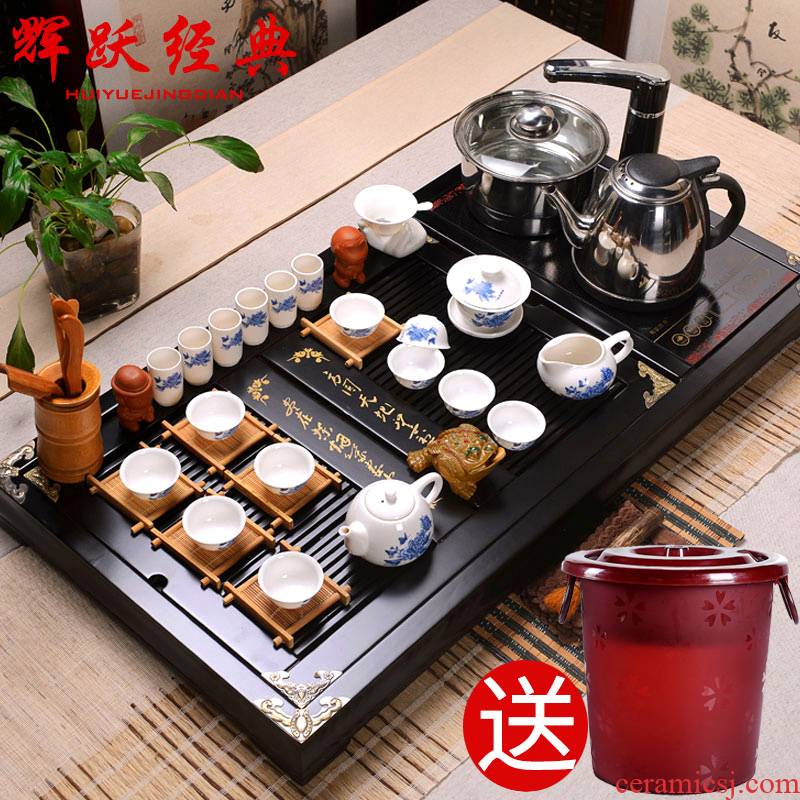 Hui, make ceramic tea sets quality goods/ipads China kung fu tea set/induction cooker solid wood tea tray was calligraphy